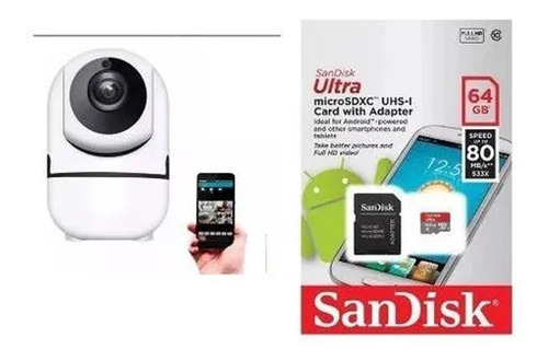 Combo Camara Ip Wifi Robotica + Memoria Sd Sandisk  64g 