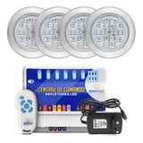 Kit Iluminação Piscina 04 Leds 5w Inox Rgb + Central Timer