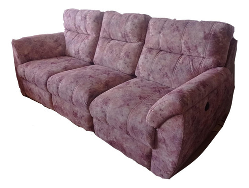 Sofa Reclinable, Tres Puestos, Estampado Rosado 