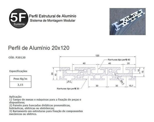 Kit De Perfil De Alumínio Estrutural Base 40x80x605mm