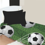 Cobre Leito Solteiro + 2 Porta Travesseiros Futebol Bola