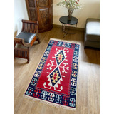 Tapete Kilim Diseño Ushak 150x80 Cm - Elibelinde Rojo Apm697