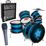 Bateria Infantil Completa C/ Cubo + Microfone Star Kids Luen