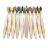 Kit 10 Escovas De Dente Coloridas Bambu Biodegradável