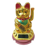 Gato De La Suerte Fortuna En Tubo Solar Maneki Neko 10x7cm