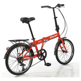Bicicleta Aro 20 Dobrável Dubly Urban 6v Alumínio 2023 Cor Vermelho Tamanho Do Quadro Único