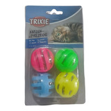 Juguete Gatos Set 4 Pelotas Trixie Con Cascabel 