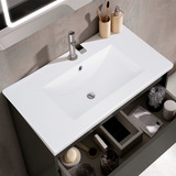 Lavabo Integrado En Cubierta De Ceramica Marca Gravita