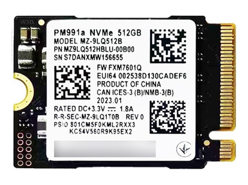 Ssd Samsung Pm991a 512gb M.2 2230 Nvme Pcie Gen3 X4