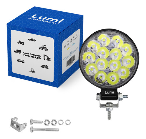 Kit 8 Refletor Luminário Farol 42w Led Redondo Cor Da Carcaça Preto Cor Da Luz Branco Frio 6500k 12v/24v