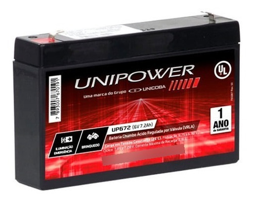 Bateria Unipower Up672 6v 7,2ah