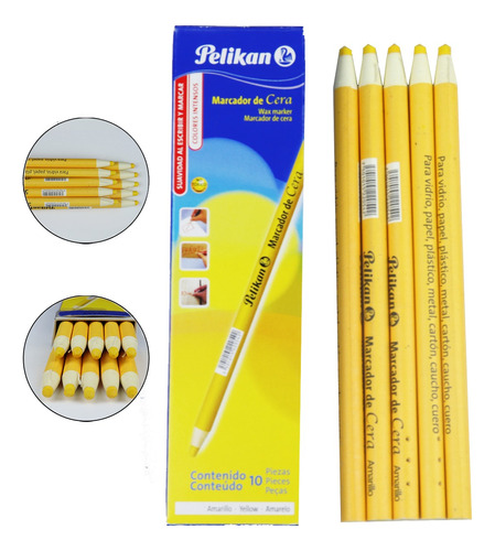 10 Lápis Marcador Industrial Amarelo P/ Marcações 