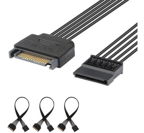 3 Cables De Alimentacion Sata De 15 Pines Macho A Hembra