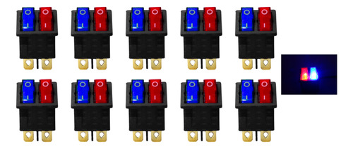 10 Switch Interruptor Auto Balancin Doble Color 2 Teclas 