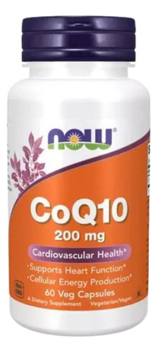 Coenzima Coq10 200mg Now Foods 60 Veg Caps Sabor Sem Sabor