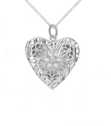 Relicario Corazón Plata Mujer Regalo Collar 