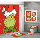 4 Unids/kit Cortinas De Baño Decoración Navideña Grinch