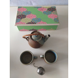 Set Juego Para Té Tetera/ Pava 2 Tazas Cerámica Caja De Té 