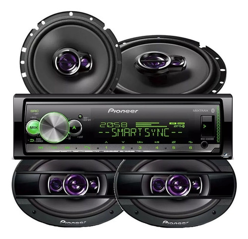 Kit Som Pioneer Mvh-x3000br Bt Usb + 4 Falantes 6 E 6x9 Pol