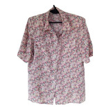 Blusa Camisa Top Mujer Camisola Rosa/beige Talle 50 Floral