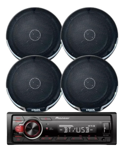 Estereo Pioneer 1 Din + 2 Pares De Bocinas Krack