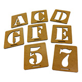 Stencil Molde Números E Alfabeto De Madeira Mdf 75mm Letras