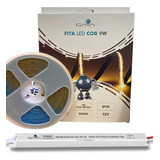 25m Fita Led Cob 9w 3000k 12 V + 2 Fontes 5a + 2 Fontes 10a