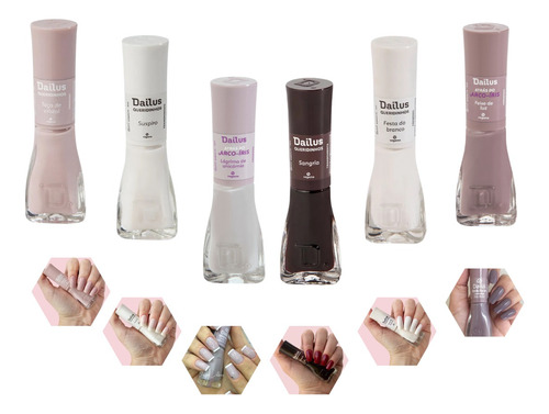 Kit 6 Esmaltes Dailus Cores Diferentes Cremoso Manicure