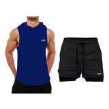 Conjunto Workout Deportivo Short Con Calza Musculosa Capucha