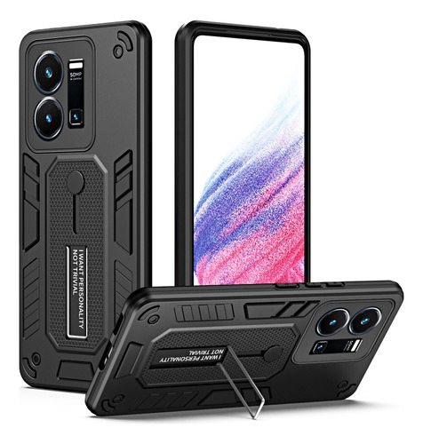 Funda De Teléfono Black Armor Holder Para Vivo Y35 4g