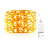 Luces Guirnalda Microled Cálidas Alambre Tira 5 Mts Led Usb