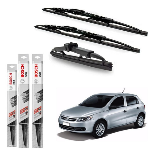 Kit 3 Escobillas Parabrisa Eco Bosch Gol Trend 2008a2012