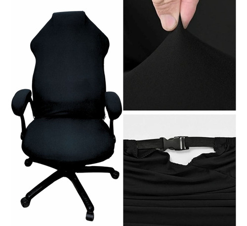 Capa Cadeira Gamer Tecido Suplex Grosso Reforçado Ajustável Cor Preto Desenho Do Tecido Liso