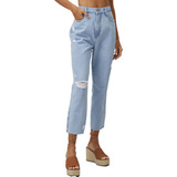 Calça Jeans Lança Perfume Luna Mom S High V23 Azul Feminino