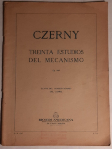 Czerny Treinta Estudios Del Mecanismo  