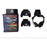  Suporte Parede P/ Jogos Ps4, Ps5, Blu-ray Organizador Preto