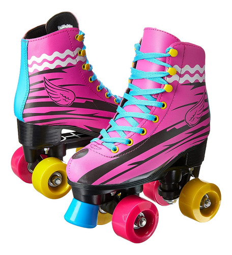 Patins Adulto Infantil Feminino Roller 4 Rodas Rosa 32 Ao 41