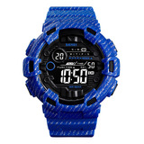 Reloj Hombre Skmei 1472 Sumergible Digital Alarma Cronometro Malla Azul
