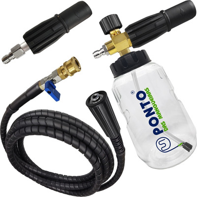 Bico Curto Engate Rápido Registro Snow Foam 08 Mts Mangueira Trama Aço Com Proteção Lavadora Alta Pressão Karcher Hd 585