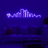 Letrero Led Neon Ciudad Miami Palmera 100x30 Azul Luminoso