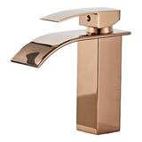 Torneira Rosa Dourada Bica Baixa Monocomando Cascata 6019rg