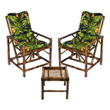Jogo Mesa 2 Cadeiras Moderna De Bambu Cancun P/ Area Jardim