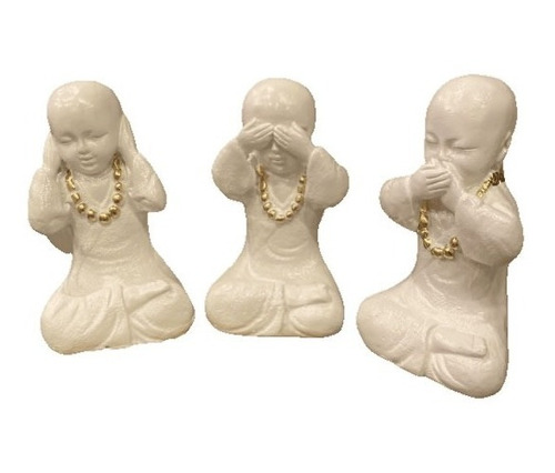 Set Figuras Sabios Japoneses Prudencia Sabiduria X3 Blancos
