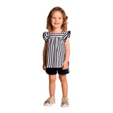 Conjunto Infantil Menina Milon Bermuda E Blusa Verão