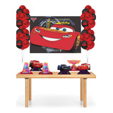 Kit Festa Decoração Carros Painel + 6 Display + 25 Balões