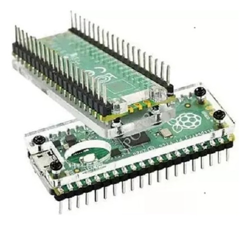 Placa Raspberry Pi Pico - Rp2040 - Com Case E Pinos Soldados