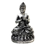 Estátua De Buda Hindu Resina Prateado Hindu 15cm