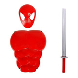 Espada Brinquedo Infantil Katana Ninja + Peitoral Vermelho