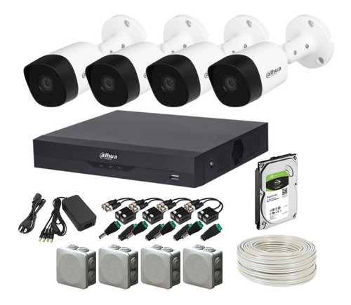 Kit 4 Cámaras Metal 2mp 1080p 2.8mm Dvr 8c 1tb Dahua Utp P2p