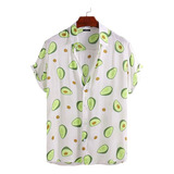 Camisa Hawaianas De Manga Corta Con Estampado De Aguacate 